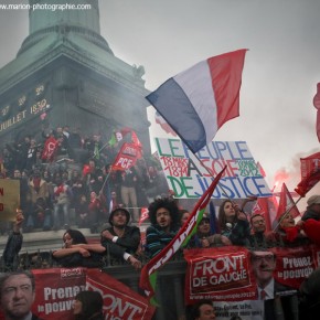 Présidentielles 2012 - Jean-Luc Mélenchon, candidat du Front de Gauche Marche pour la VIe République, Place de la Bastille, Paris, 18/03/2012